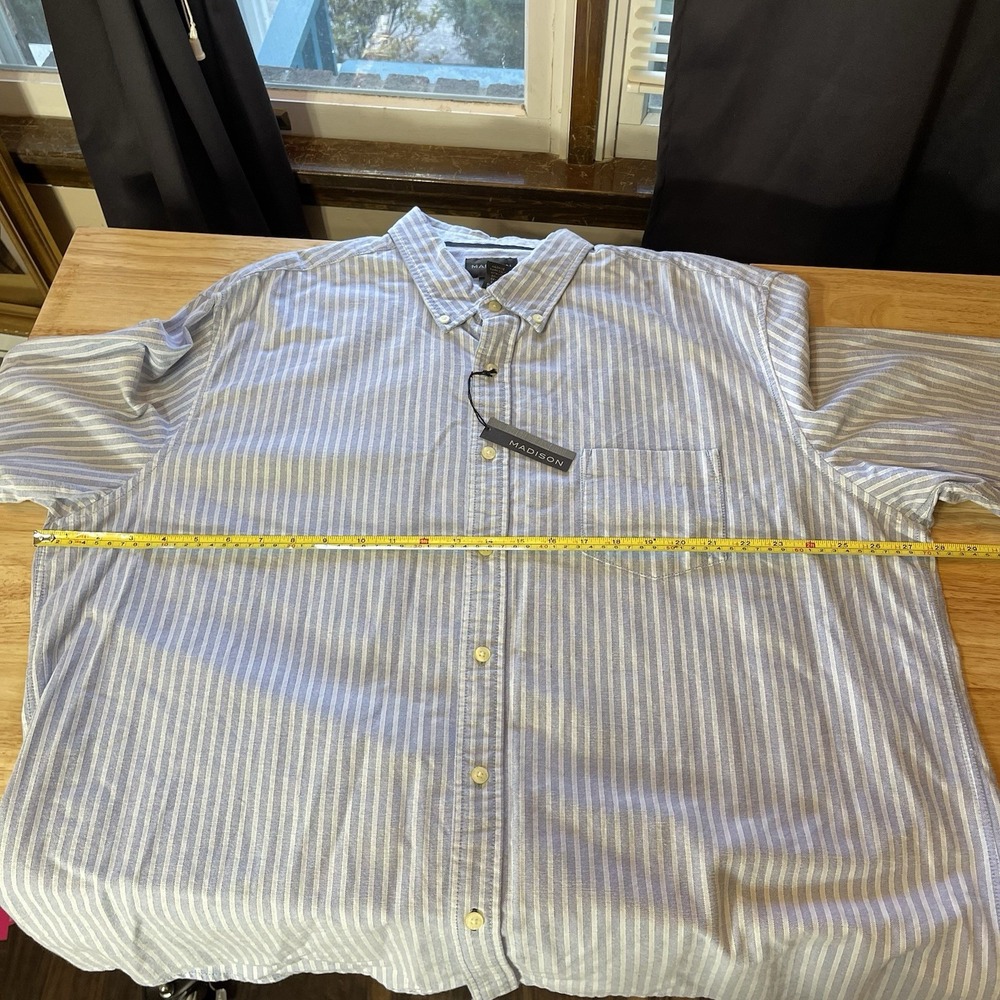 NWT MADISON Button Dress Shirt Men's XXL‎ Blue Striped - Picture 7 of 8